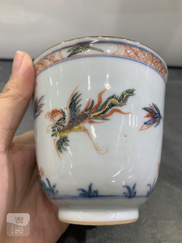 清康熙斗彩麒麟引凤纹杯盏一套 - 图9